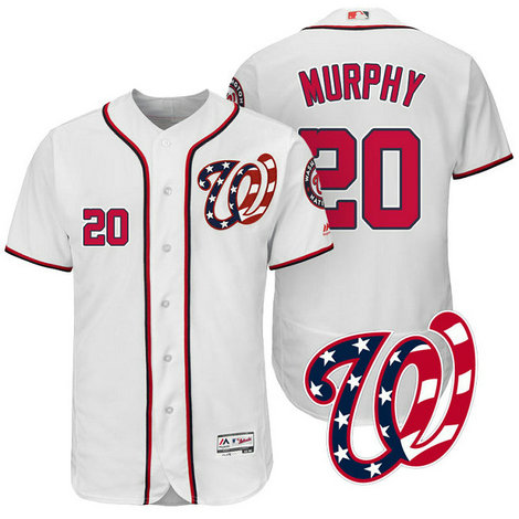 Washington Nationals Daniel Murphy #20 White 2017 Home Authentic Collection Flex Base Jersey