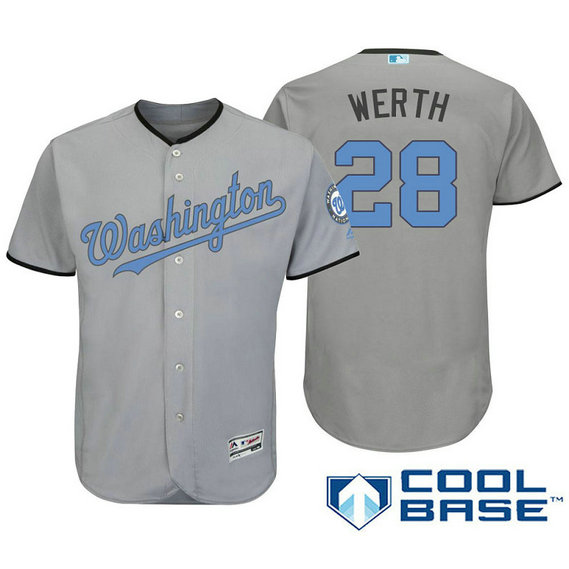 Washington Nationals #28 Jayson Werth Grey Fashion 2016 Father's Day Cool Base Jersey
