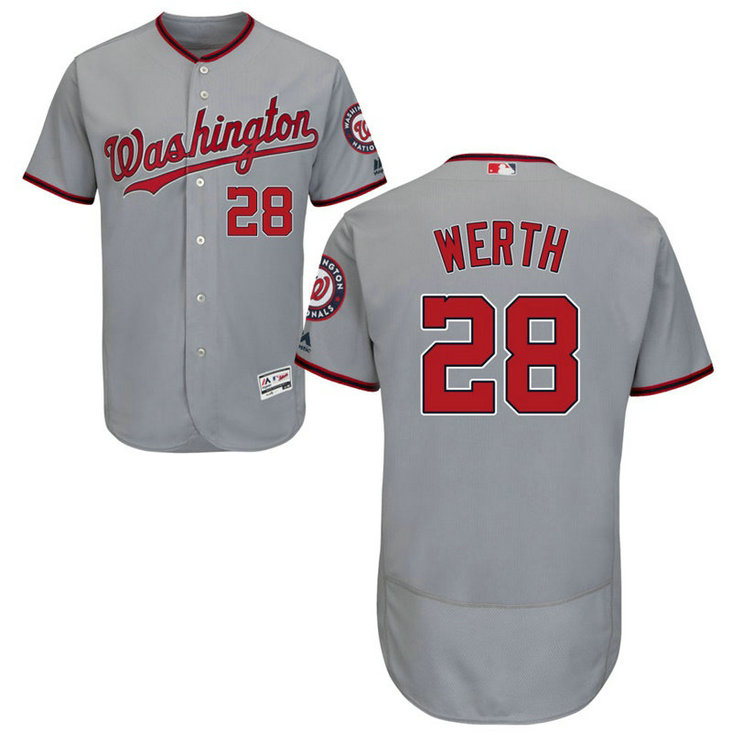 Washington Nationals Jayson Werth #28 Grey Road Flex Base Jersey