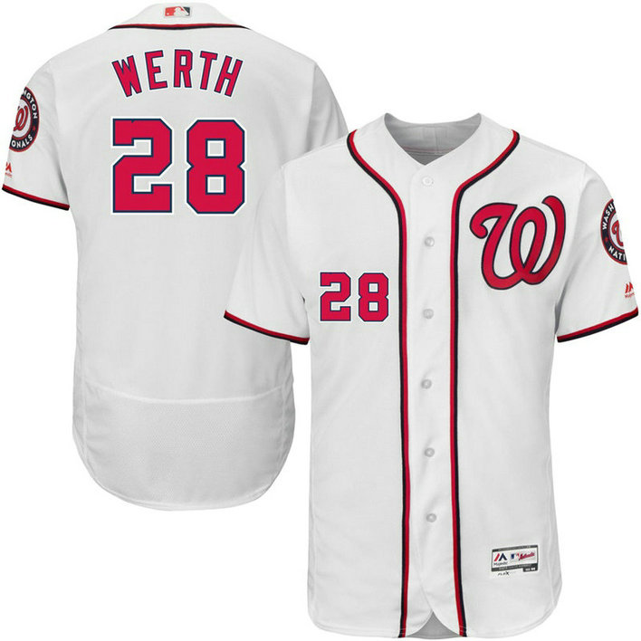 Washington Nationals Jayson Werth #28 White Home Flex Base Jersey