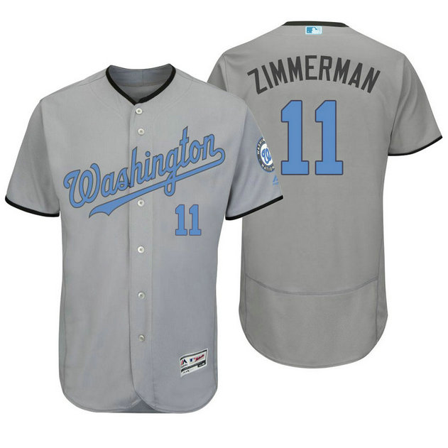 Washington Nationals #11 Ryan Zimmerman Grey Fashion 2016 Father's Day Flex Base Jersey