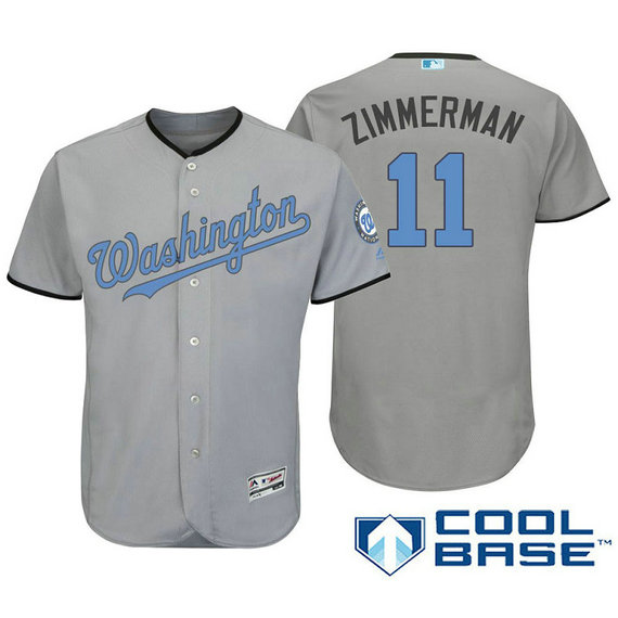Washington Nationals #11 Ryan Zimmerman Grey Fashion 2016 Father's Day Cool Base Jersey