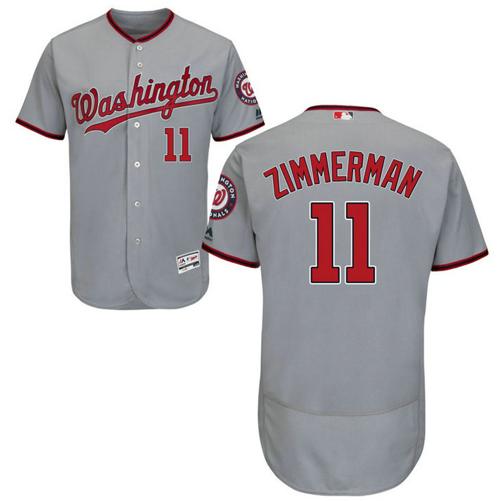 Washington Nationals Ryan Zimmerman #11 Grey Road Flex Base Jersey