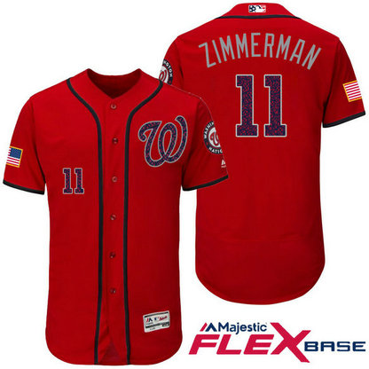 Washington Nationals #11 Ryan Zimmerman Red Stars & Stripes 2016 Independence Day Flex Base Jersey