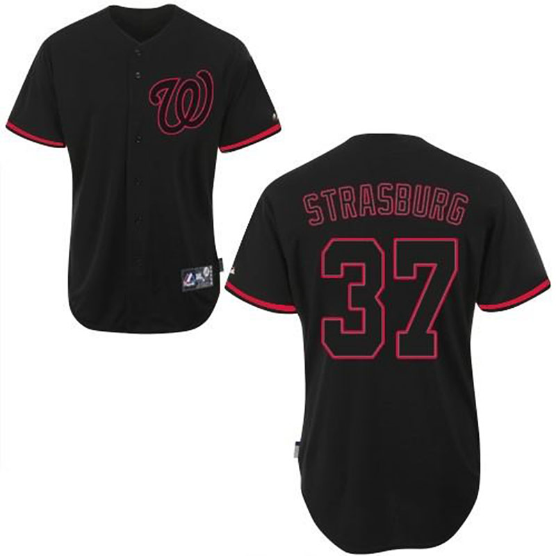 Washington Nationals #37 Stephen Strasburg Black Fashion Jersey Washington Nationals #37 Stephen Strasburg Black Fashion Jersey