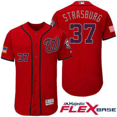 Washington Nationals #37 Stephen Strasburg Red Stars & Stripes 2016 Independence Day Flex Base Jersey Washington Nationals #37 Stephen Strasburg Red Stars & Stripes 2016 Independence Day Flex Base Jersey