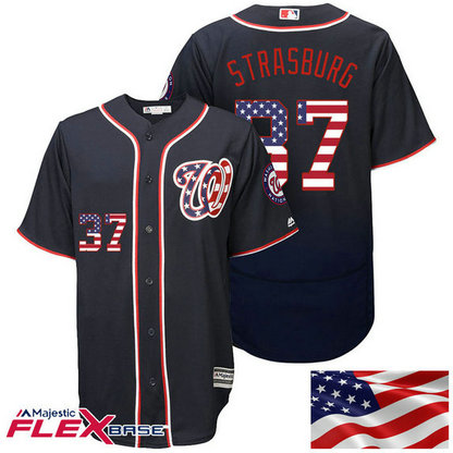 Washington Nationals #37 Stephen Strasburg Navy Stars & Stripes Authentic Collection Flexbase Jersey Washington Nationals #37 Stephen Strasburg Navy Stars & Stripes Authentic Collection Flexbase Jersey