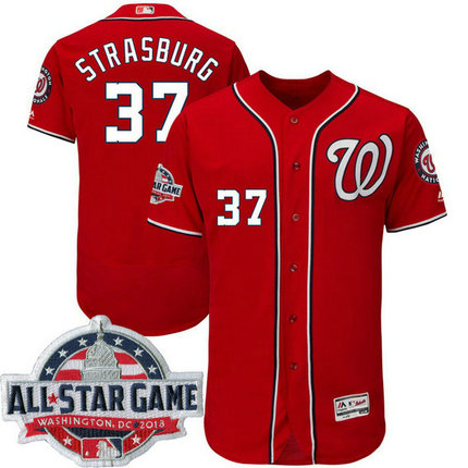 Washington Nationals #37 Stephen Strasburg Scarlet 2018 All-Star Game Alternate Flex Base Player Jersey Washington Nationals #37 Stephen Strasburg Scarlet 2018 All-Star Game Alternate Flex Base Player Jersey