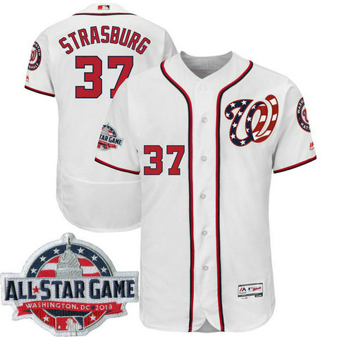 Washington Nationals #37 Stephen Strasburg White 2018 All-Star Game Home Alternate Flex Base Player Jersey Washington Nationals #37 Stephen Strasburg White 2018 All-Star Game Home Alternate Flex Base Player Jersey