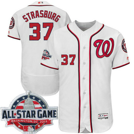 Washington Nationals #37 Stephen Strasburg White 2018 All-Star Game Home Flex Base Player Jersey Washington Nationals #37 Stephen Strasburg White 2018 All-Star Game Home Flex Base Player Jersey