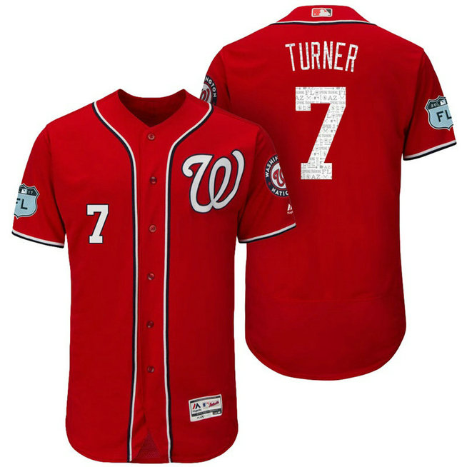 Washington Nationals Trea Turner #7 Scarlet 2017 Spring Training Grapefruit League Patch Authentic Collection Flex Base Jersey Washington Nationals Trea Turner #7 Scarlet 2017 Spring Training Grapefruit League Patch Authentic Collection Flex Base Jersey