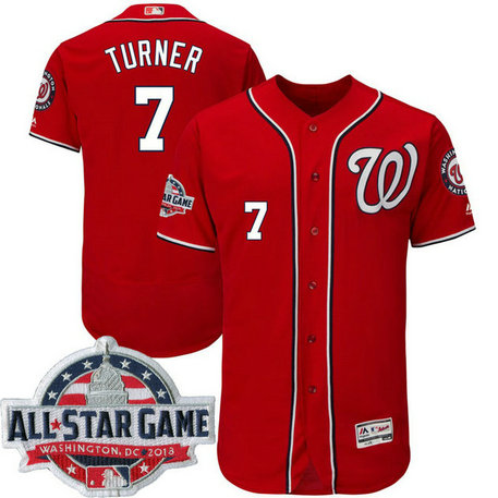 Washington Nationals #7 Trea Turner Scarlet 2018 All-Star Game Alternate Flex Base Player Jersey Washington Nationals #7 Trea Turner Scarlet 2018 All-Star Game Alternate Flex Base Player Jersey