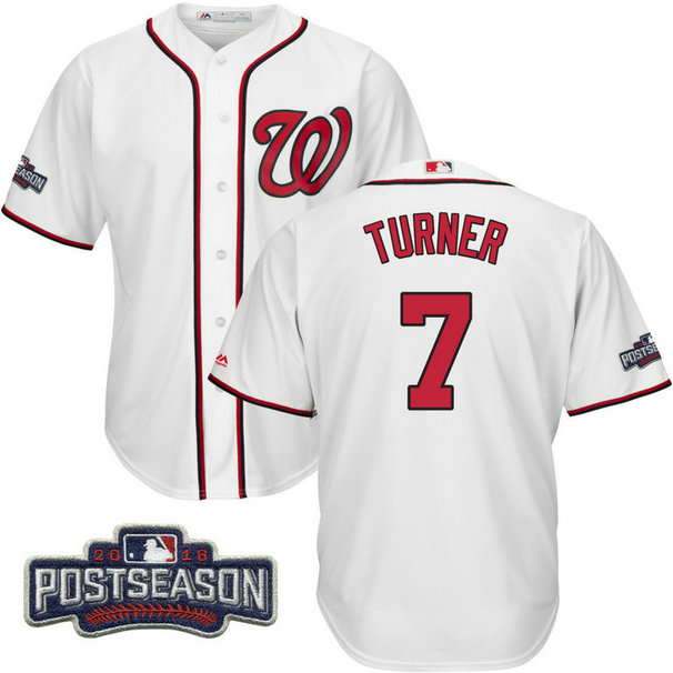 Washington Nationals Trea Turner #7 NL East Division Champions White 2016 Postseason Patch Cool Base Jersey Washington Nationals Trea Turner #7 NL East Division Champions White 2016 Postseason Patch Cool Base Jersey