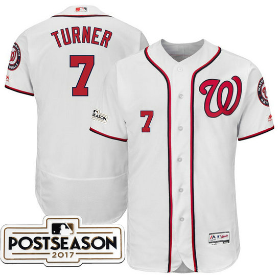 Washington Nationals Trea Turner #7 White 2017 Postseason Patch Flex Base Jersey Washington Nationals Trea Turner #7 White 2017 Postseason Patch Flex Base Jersey