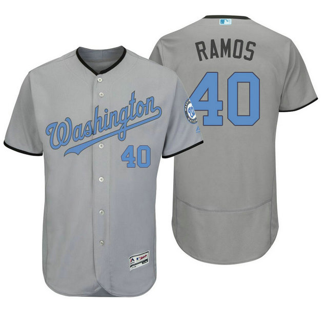 Washington Nationals #40 Wilson Ramos Grey Fashion 2016 Father's Day Flex Base Jersey Washington Nationals #40 Wilson Ramos Grey Fashion 2016 Father's Day Flex Base Jersey