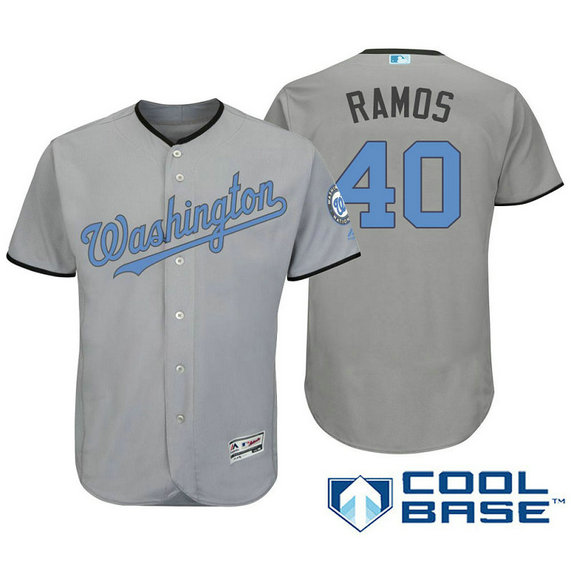 Washington Nationals #40 Wilson Ramos Grey Fashion 2016 Father's Day Cool Base Jersey Washington Nationals #40 Wilson Ramos Grey Fashion 2016 Father's Day Cool Base Jersey