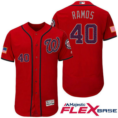 Washington Nationals #40 Wilson Ramos Red Stars & Stripes 2016 Independence Day Flex Base Jersey