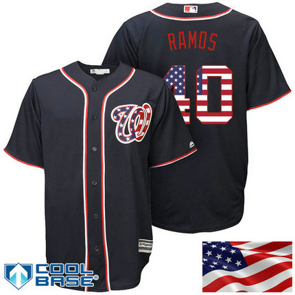 Washington Nationals #40 Wilson Ramos Navy Stars & Stripes Official Cool Base Jersey Washington Nationals #40 Wilson Ramos Navy Stars & Stripes Official Cool Base Jersey