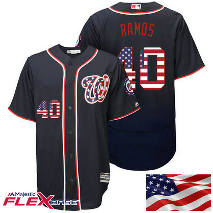 Washington Nationals #40 Wilson Ramos Navy Stars & Stripes Authentic Collection Flexbase Jersey Washington Nationals #40 Wilson Ramos Navy Stars & Stripes Authentic Collection Flexbase Jersey
