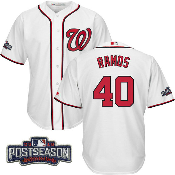 Washington Nationals Wilson Ramos #40 NL East Division Champions White 2016 Postseason Patch Cool Base Jersey Washington Nationals Wilson Ramos #40 NL East Division Champions White 2016 Postseason Patch Cool Base Jersey