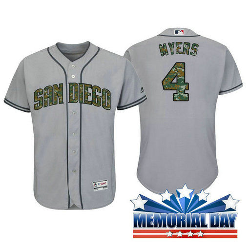 San Diego Padres Wil Myers #4 Grey Camo Fashion 2016 Memorial Day Cool Base Jersey