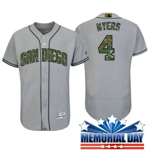 San Diego Padres Wil Myers #4 Grey Camo Fashion 2016 Memorial Day Flex Base Jersey