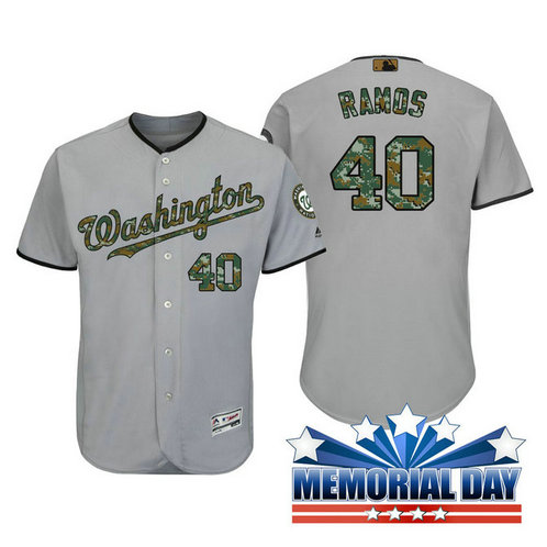 Washington Nationals Wilson Ramos #40 Grey Camo Fashion 2016 Memorial Day Cool Base Jersey Washington Nationals Wilson Ramos #40 Grey Camo Fashion 2016 Memorial Day Cool Base Jersey