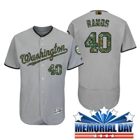 Washington Nationals Wilson Ramos #40 Grey Camo Fashion 2016 Memorial Day Flex Base Jersey Washington Nationals Wilson Ramos #40 Grey Camo Fashion 2016 Memorial Day Flex Base Jersey