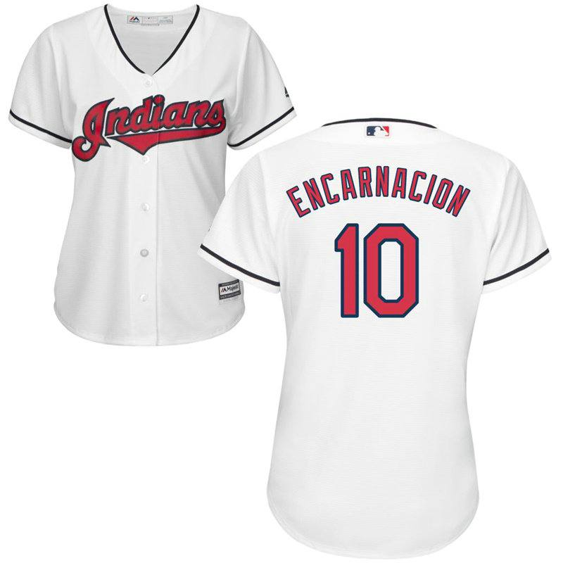 Women - Cleveland Indians Edwin Encarnacion #10 White Cool Base Jersey Women - Cleveland Indians Edwin Encarnacion #10 White Cool Base Jersey
