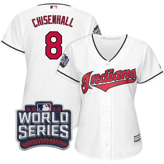 Women - Cleveland Indians Lonnie Chisenhall #8 White 2016 World Series Bound Cool Base Jersey Women - Cleveland Indians Lonnie Chisenhall #8 White 2016 World Series Bound Cool Base Jersey
