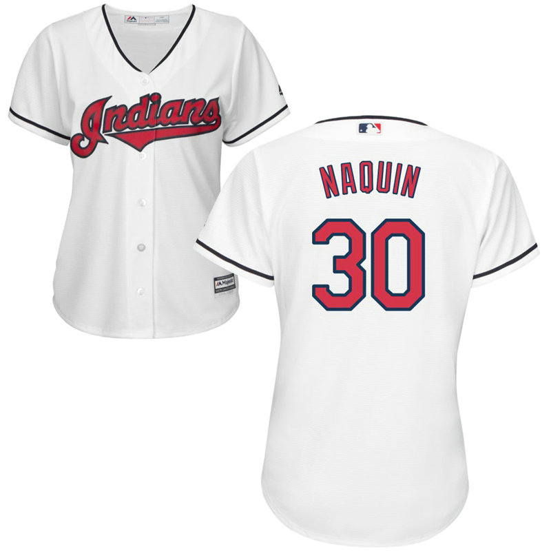 Women - Cleveland Indians Tyler Naquin #30 Home White Cool Base Jersey