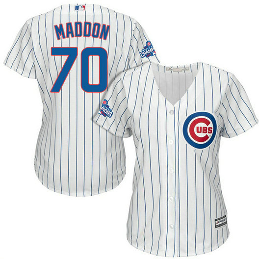 Women - Chicago Cubs Joe Maddon #70 White 2016 World Series Champions Team Logo Patch Cool Base Jersey