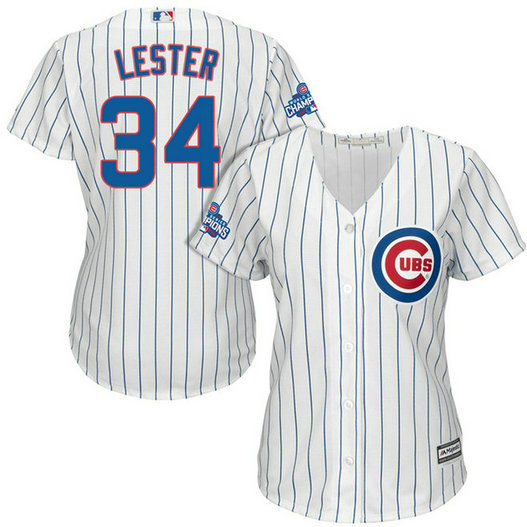 Women - Chicago Cubs Jon Lester #34 White 2016 World Series Champions Team Logo Patch Cool Base Jersey Women - Chicago Cubs Jon Lester #34 White 2016 World Series Champions Team Logo Patch Cool Base Jersey