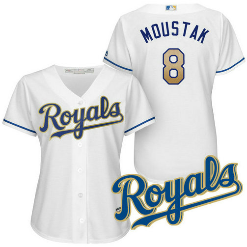 Women - Kansas City Royals Mike Moustakas #8 2017 Home White Cool Base Jersey