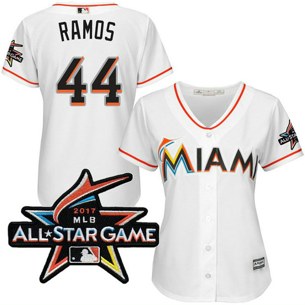Women - Miami Marlins A.J. Ramos #44 2017 All-Star Game Patch White Cool Base Jersey Women - Miami Marlins A.J. Ramos #44 2017 All-Star Game Patch White Cool Base Jersey