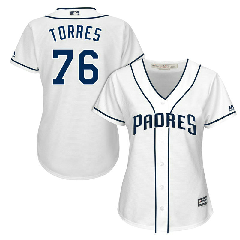Women - San Diego Padres Jose Torres #76 2017 Home White Cool Base Jersey