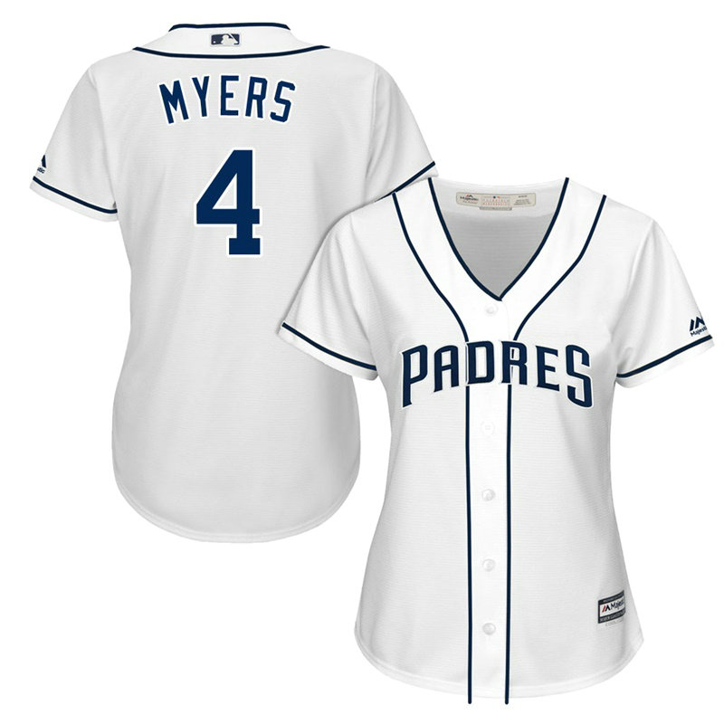 Women - San Diego Padres Wil Myers #4 2017 Home White Cool Base Jersey