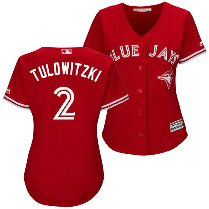 Women - Toronto Blue Jays Troy Tulowitzki #2 2017 Alternate Scarlet Cool Base Jersey