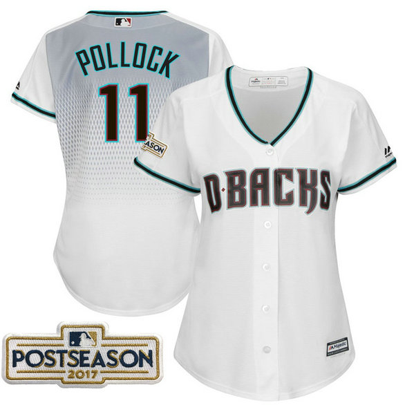 Women - A.J. Pollock #11 Arizona Diamondbacks 2017 Postseason White Cool Base Jersey