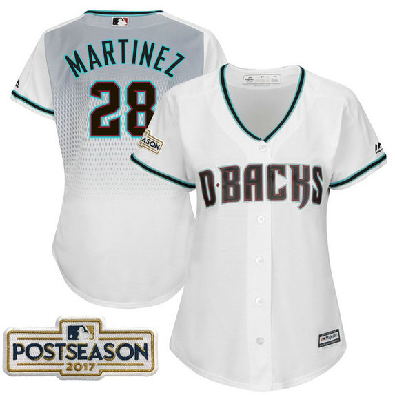 Women - J.D. Martinez #28 Arizona Diamondbacks 2017 Postseason White Cool Base Jersey