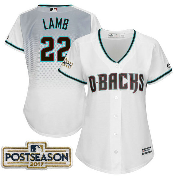 Women - Jake Lamb #22 Arizona Diamondbacks 2017 Postseason White Cool Base Jersey
