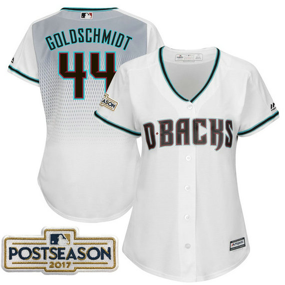 Women - Paul Goldschmidt #44 Arizona Diamondbacks 2017 Postseason White Cool Base Jersey Women - Paul Goldschmidt #44 Arizona Diamondbacks 2017 Postseason White Cool Base Jersey