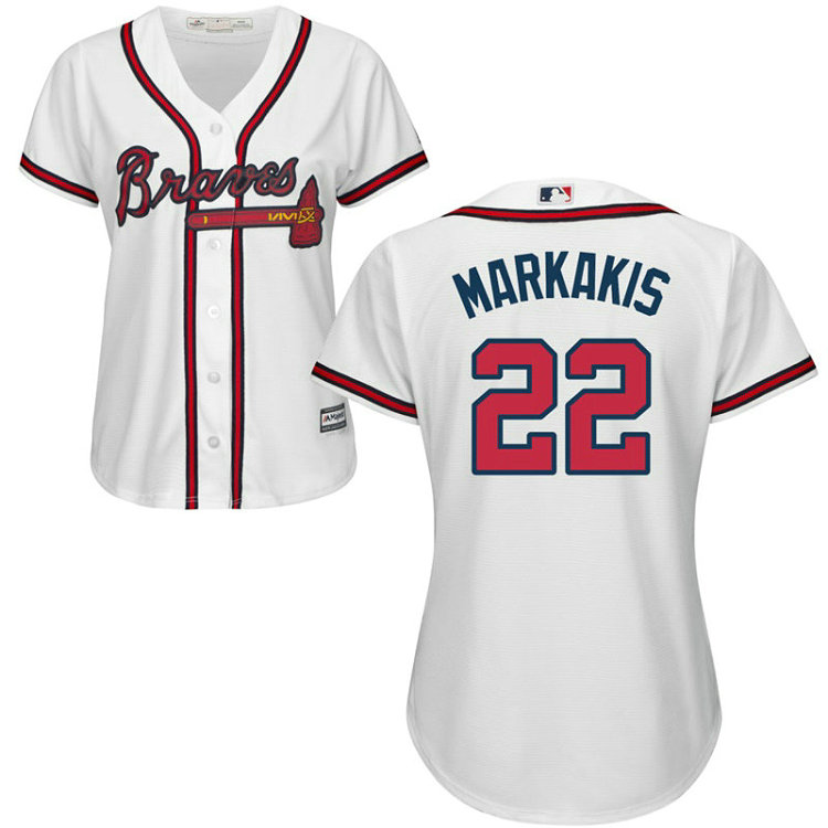 Women - Atlanta Braves #22 Nick Markakis Home White Cool Base Jersey