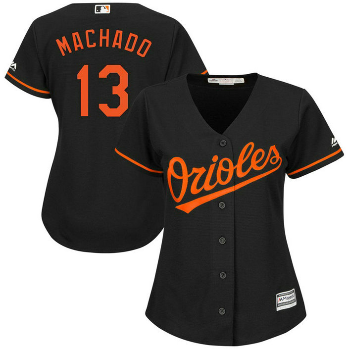 Women - Baltimore Orioles #13 Manny Machado Alternate Black Cool Base Jersey