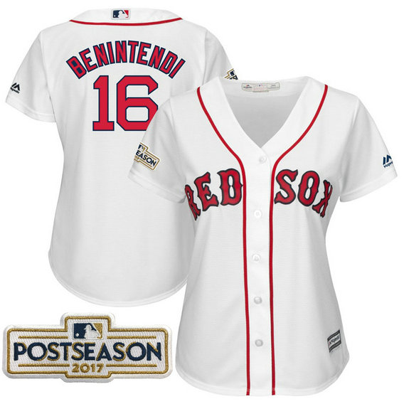 Women - Andrew Benintendi #16 Boston Red Sox 2017 Postseason White Cool Base Jersey