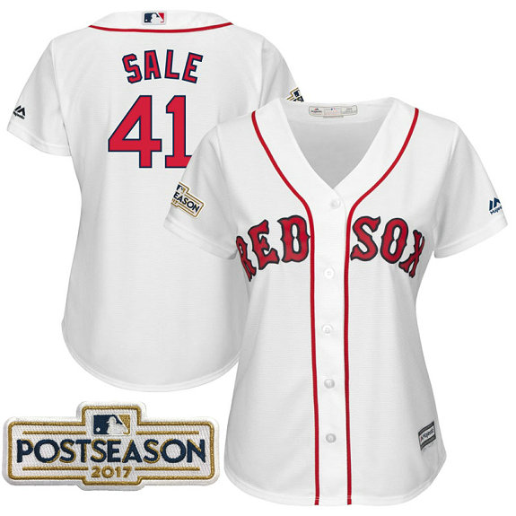 Women - Chris Sale #41 Boston Red Sox 2017 Postseason White Cool Base Jersey Women - Chris Sale #41 Boston Red Sox 2017 Postseason White Cool Base Jersey