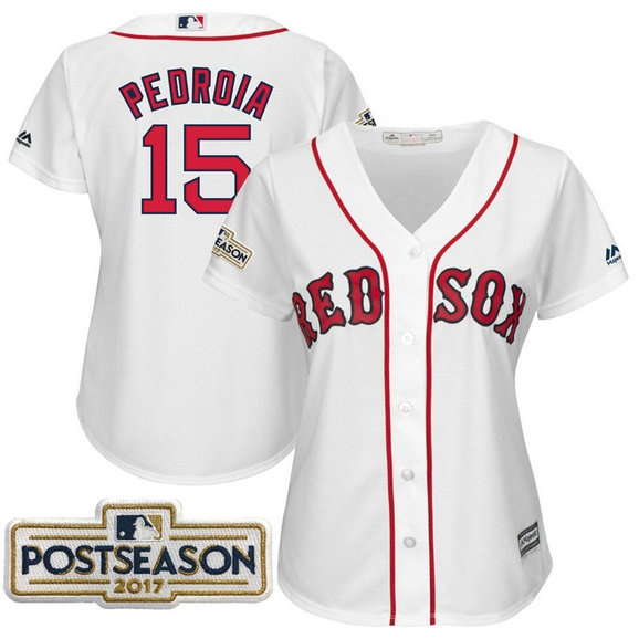 Women - Dustin Pedroia #15 Boston Red Sox 2017 Postseason White Cool Base Jersey Women - Dustin Pedroia #15 Boston Red Sox 2017 Postseason White Cool Base Jersey