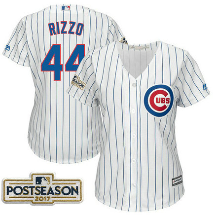 Women - Anthony Rizzo #44 Chicago Cubs 2017 Postseason White Cool Base Jersey