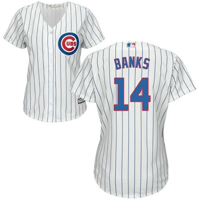Women - Ernie Banks #14 Chicago Cubs Authentic Home White Cool Base Jersey Women - Ernie Banks #14 Chicago Cubs Authentic Home White Cool Base Jersey