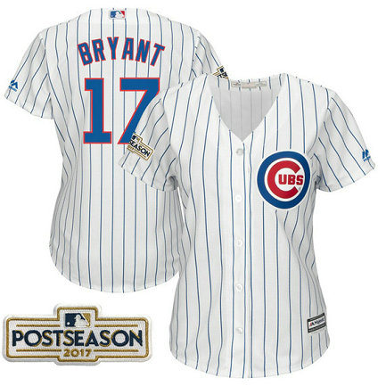 Women - Kris Bryant #17 Chicago Cubs 2017 Postseason White Cool Base Jersey Women - Kris Bryant #17 Chicago Cubs 2017 Postseason White Cool Base Jersey